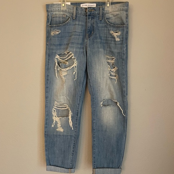 Distressed Boyfriend Jeans - Picture 1 of 12